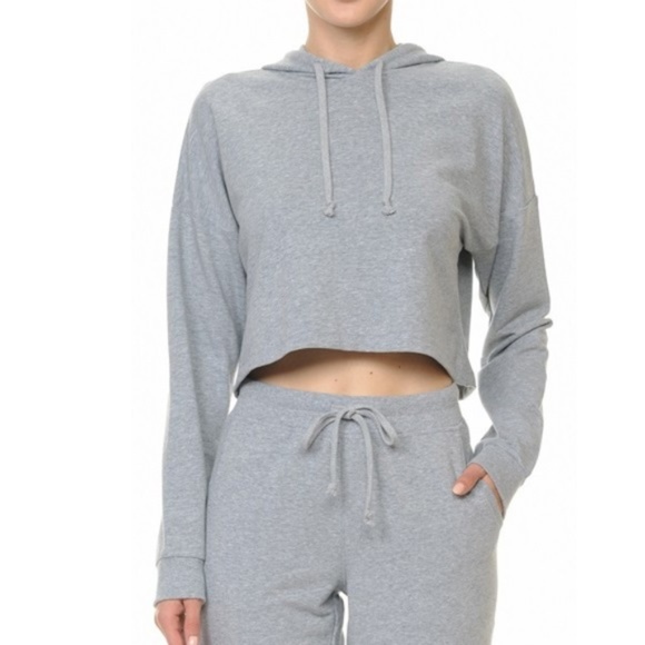 WOMENS GRAY CROPPED SWEATSHIRT - Picture 4 of 4